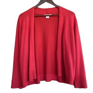 ALLISON DALEY red orange long sleeve open front knit cardigan size LARGE